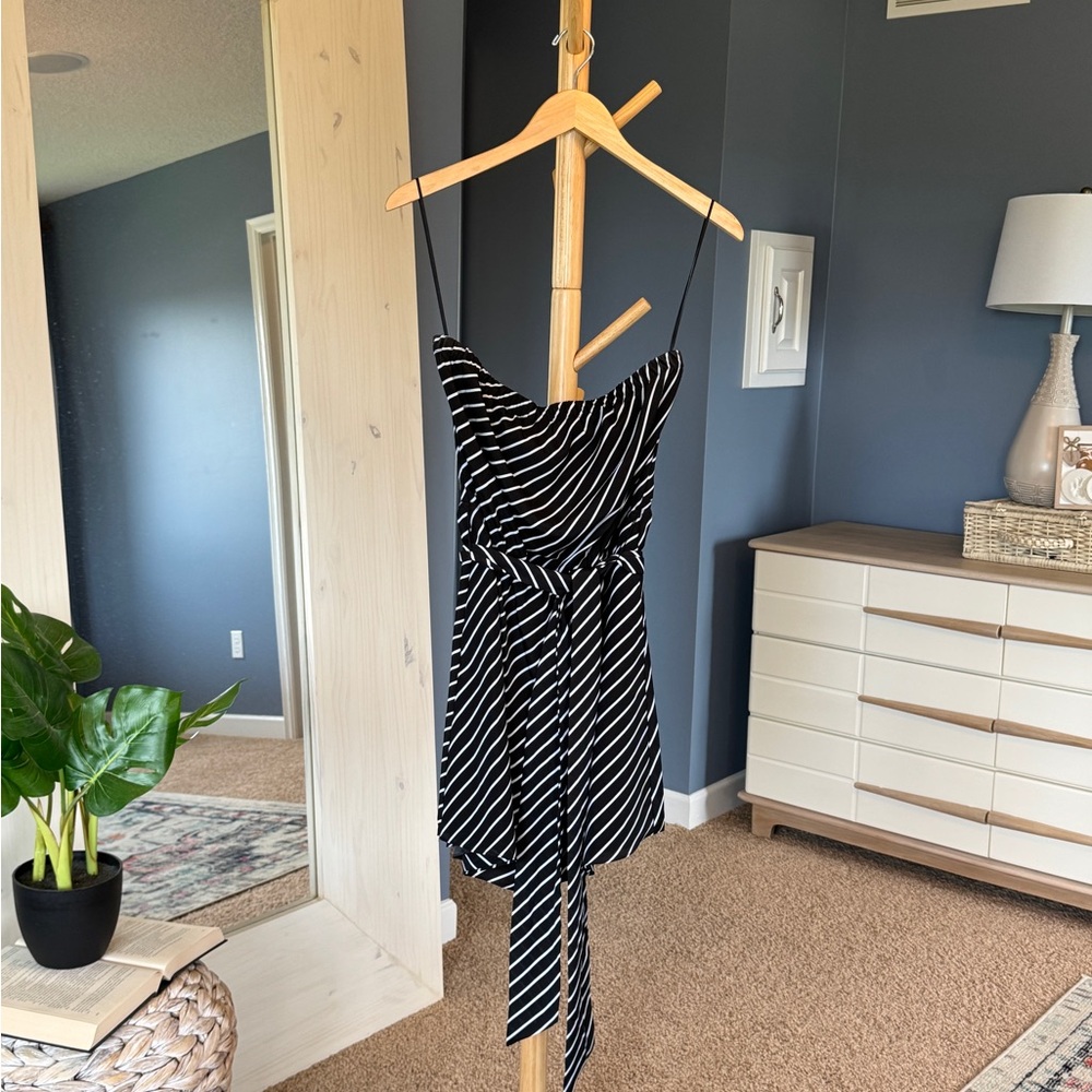 Express Black and White Strapless Dress